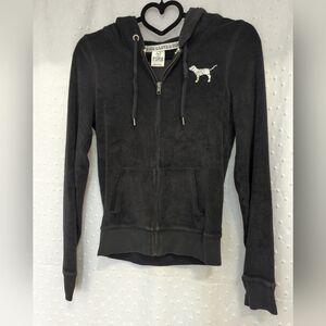 PINK Victoria's Secret Black Bling Rare Y2K Love Pink 1986 Full Zip Sweatshirt